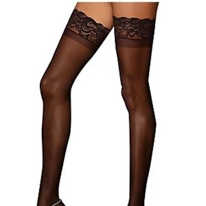 Sheer Thigh high stockings with silicone lace top